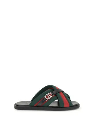 Gucci Web Sandals With Interlocking Gg