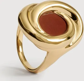 Monica Vinader Gold Ochre Gemstone Ring Red Jasper
