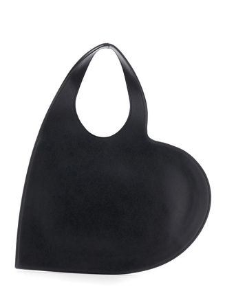 Coperni Womens Shoulder Bag Heart Silhouette Black Suede Cow Leather