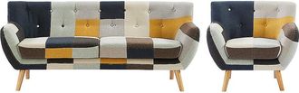 Vente-Unique Sof&aacute; de 3 plazas y sill&oacute;n de tela patchwork SERTI II