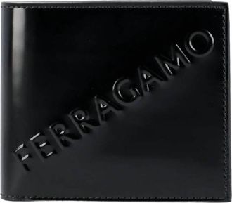 Ferragamo Mens Embossed Logo Leather Bifold Wallet In Black