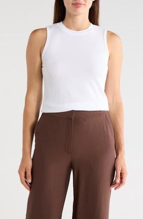 T Tahari Crewneck Ribbed Tank in Breaker White at Nordstrom Rack, Size X-Small