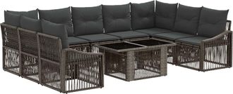 vidaXL Conjunto De Sof&aacute;s De Jard&iacute;n 10 Uds. Gris Y Gris Oscuro Vidaxl