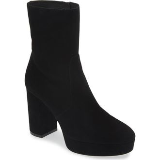 Stuart Weitzman Dayna Platform Bootie in Black Suede at Nordstrom Rack, Size 9.5