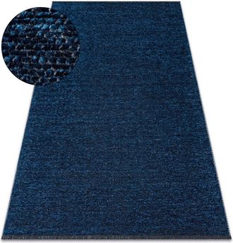 RugsX Rugsx - Alfombra Florence 24021 Un Color, Glamour, Tejido Plano, Flecos - Azul Oscuro Blue 78x150 Cm