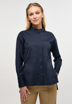 Eterna Hemdbluse ETERNA OVERSIZE FIT, Damen, Gr. 34, blau (navy), 75% Baumwolle, 5% Elasthan, 20% Polyamid, normal, Blusen Hemdbluse