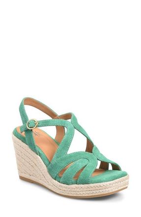 S&ouml;fft Norma Slingback Espadrille Platform Wedge Sandal in Emerald at Nordstrom, Size 7.5