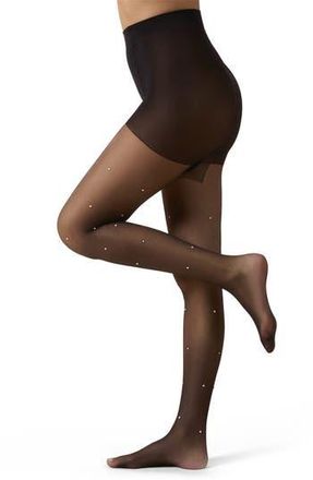 MeMoi All Over Faux Pearl Sheer Tights in Black at Nordstrom Rack, Size Large/x-Large