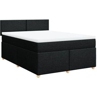 vidaXL Cama Box Spring Con Colch&oacute;n Tela Negro 140x200 Cm Vidaxl