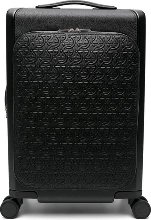 Ferragamo Black Gancini Embossed Leather Suitcase - Mens - CALFSKIN/Plastic/Polyester