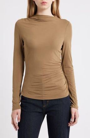 Rails Joelle Ruched Funnel Neck Top in Ginger at Nordstrom Rack, Size Xx-Small
