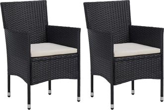 vidaXL Garden Dining Chairs 2 pcs Poly Rattan Black Vidaxl