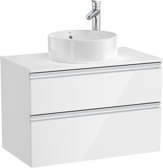 Roca Roca - Mueble Base De 2 Cajones Para Lavabo De Sobre Encimera Central The Gap Color: Blanco Brillo - Medidas: 805x460x537 Mm