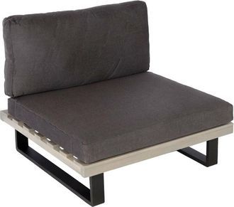 Hhg Sill&oacute;n Hhg 469, Sill&oacute;n De Jard&iacute;n, Madera De Acacia Hilada Con Certificado Mvg Aluminio, Gris, Tapizado Gris Oscuro