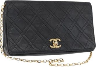 Chanel Pre-owned Vintage Lambskin Schoudertas - Dames - Vintage Schoudertas - Zwart - ONE Size - Leer - Vintage