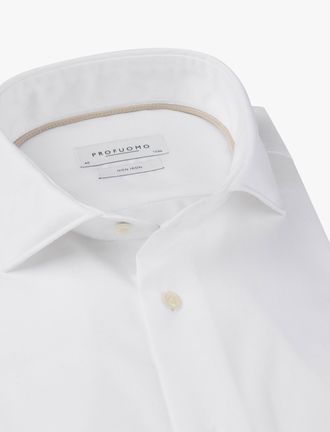 Profuomo Overhemd wit Profuomo strijkvrij enkele manchet