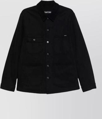 Tom Ford collared denim jacket chest and front pockets