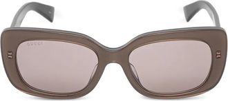 Gucci Zonnebril met rechthoekig montuur - Bruin