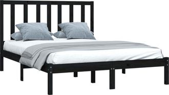 vidaXL Bed Frame without Mattress Black Solid Wood Pine 140x190 cm Vidaxl