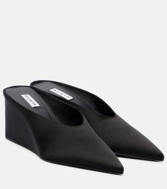 Alaia Ala&iuml;a Mules con cu&ntilde;a Cube 75 de sat&eacute;n