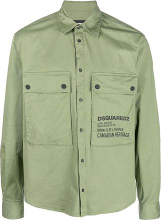 Dsquared2 logo-detail cotton shirt - men - Cotton/Spandex/Elastane - 46 - Green