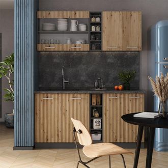 Vicco Cocina Vers&aacute;til R-line, Roble Artesanal/antracita, 160 Cm, Et Antracita