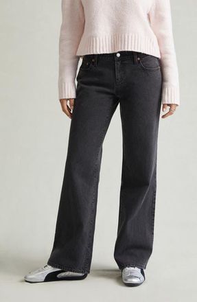 PacSun Zoe Low Rise Wide Leg Girlfriend Jeans in Black at Nordstrom, Size 24