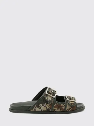Gucci Sandalo in misto cotone camouflage con monogram GG jacquard