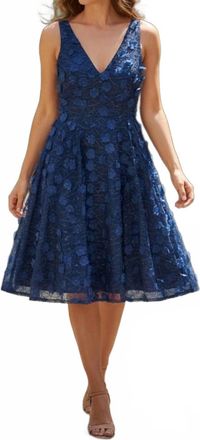 Eliza J Floral Lace Midi Dress In Navy