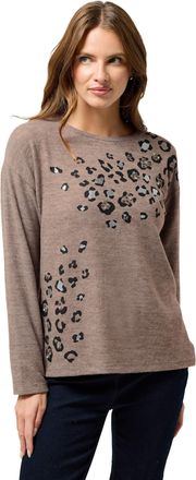 M&Co Womens Mocha Leopard Embellished Detail Jumper - Womens