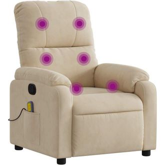 vidaXL Vidaxl - Sill&oacute;n Reclinable De Masaje Tela De Microfibra Color Crema