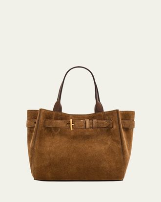 Tom Ford Audrey Small Belted Tote Bag in Suede