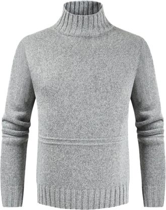 Generic Jumper for Men Mens Warm Thick Cotton Regular Fit Roll Polo Mens Turtleneck Pullover Jumpers Roll Neck Polo High Roll Neck Basic Turtleneck Pullover