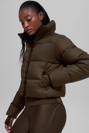 Alo | Gold Rush Puffer Jacket in Espresso Brown, Size: Medium