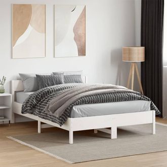 Berkfield Home Bed Frame without Mattress White 135x190 cm Double Solid Wood Pine