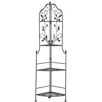 Beliani Estantería esquinera de metal con 4 niveles almacenamiento decorativo mobiliario de jardín armario de jardín para plantas terraza Siderno