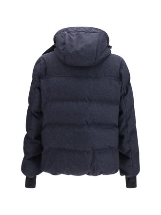 Moncler Padded Denim-Effect Wool Ski Jacket - Blue