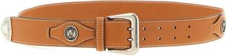 Ermanno Scervino Leren riem met metalen muntapplicatie - Dames - Riemen - Bruin - 85 CM - Leer - Accessoires