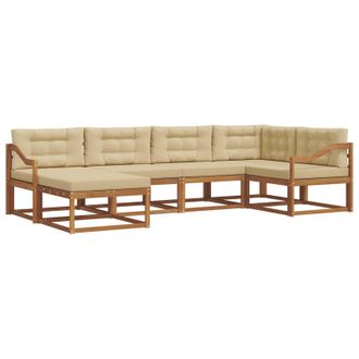 vidaXL Conjunto De Sof&aacute;s De Exterior Con Coj&iacute;n 6 Pcs Natural Y Beige Vidaxl