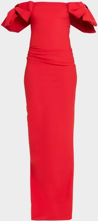 La Petite Robe Di Chiara Boni Bunjirai Off-Shoulder Bow Column Gown