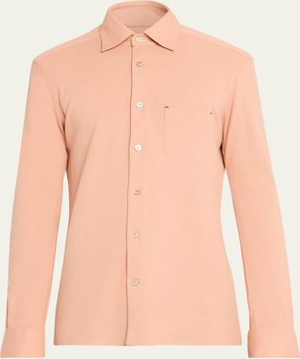 Kiton Mens Nerano Cotton Pique Button-Down Shirt