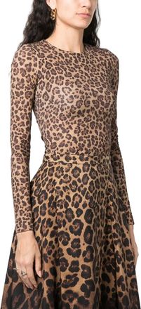 Valentino Leopard-Print Jersey Bodysuit - Brown