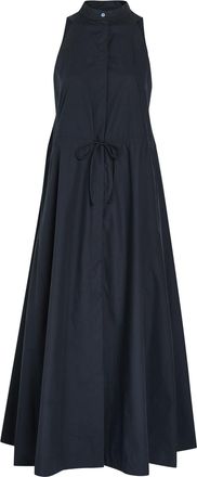 Emporio Armani Drawstring Cotton-poplin Midi Dress - Navy - 44 (UK12 / M)
