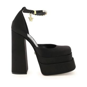 Versace Schoenen, Dames, Zwart, 40 EU, Leer, Square Toe Pump
