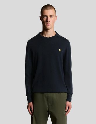 Lyle & Scott Lyle And Scott Mens Cotton Merino Football Jumper - Black - Size: 36