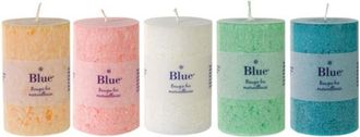 Blue Seven 6 Candele Grande Cilindro Colore Boreale Assortite - Blu