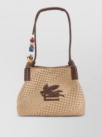 Etro libra s raffia shoulder bag beads