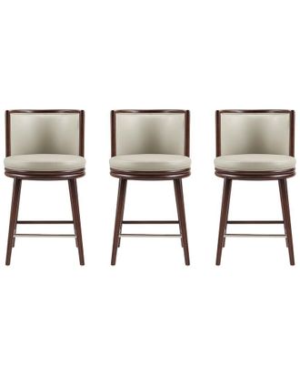 Manhattan Comfort Set Of 3 Evalyn Leatherette Counter Stools With Beech Wood Legs