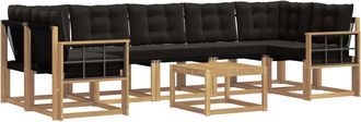 vidaXL Conjunto De Sof&aacute;s De Exterior 8 Uds. Blanco Y Negro Vidaxl