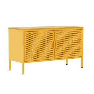 Oviala Aparador moderno de 2 puertas l100 cm en metal amarillo